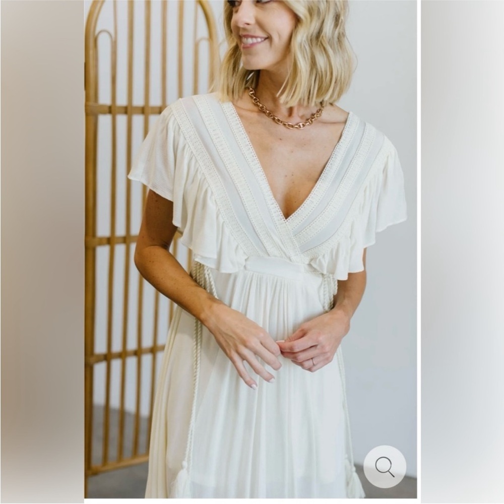 NWT BALTIC BORN IVORY JENNIFER  DEEP V-NECK MAXI BOHO DRESS/Maternity SIZE SMALL